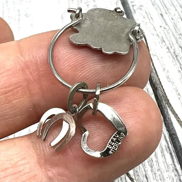 158. 925 Sterling signed Beau charm pendant necklace on Italy Sterling chain. - Picture 8 of 12